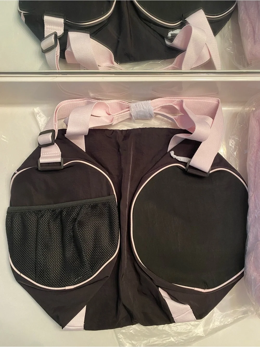 PINK Black and Light Pink Duffle Bag with 'Pink' Script and Blanket